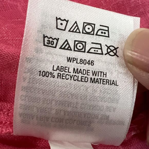 Charter Club Linen Shirt Womens Medium Pink White Floral Button Up Long Sleeve - Picture 12 of 12